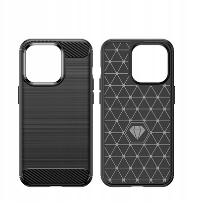 Këllëf i blinduar për telefon iPhone 14 Pro Max, TPU, fibrë karboni, i zi