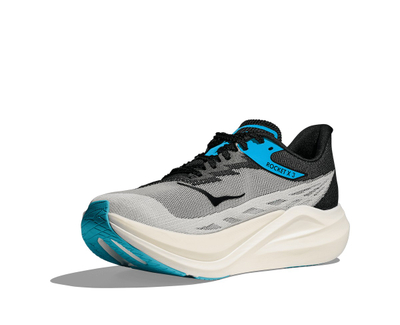 Atlete vrapimi HOKA Rocket X3, me pllakë karboni, të bardha e gri