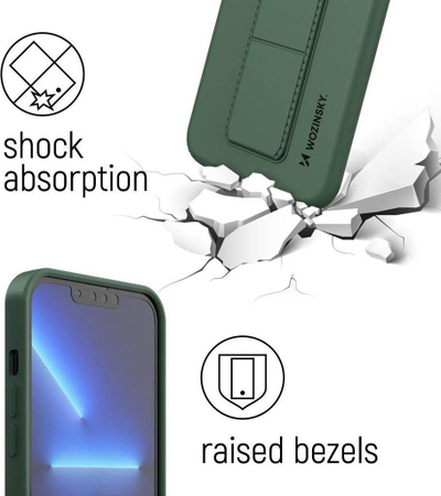 Futrollë silikoni Wozinsky Kickstand Case Samsung Galaxy A73, me mbajtëse, blu navy