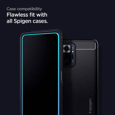 Mbrojtës ekrani Spigen GlasTR Slim për Xiaomi Redmi Note 10 Pro, xham i plotë, i zi