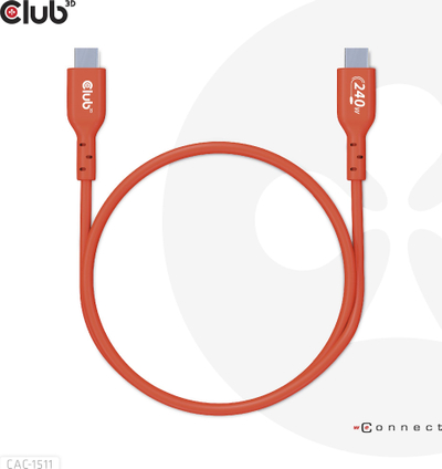 Kabllo USB Club 3D CAC-1511, USB C në USB C, 1 m, e kuqe