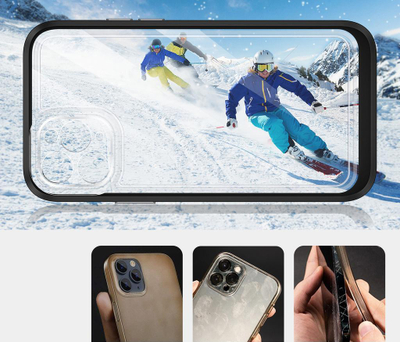 Maskë telefoni Hybrid Armor 3n1 për iPhone 11 Pro Max, xhel e tejdukshme, kornizë e zezë