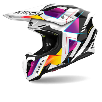 Helmetë motocross Airoh Twist 3 Rainbow, madhësia XL, i zi bardh e rozë