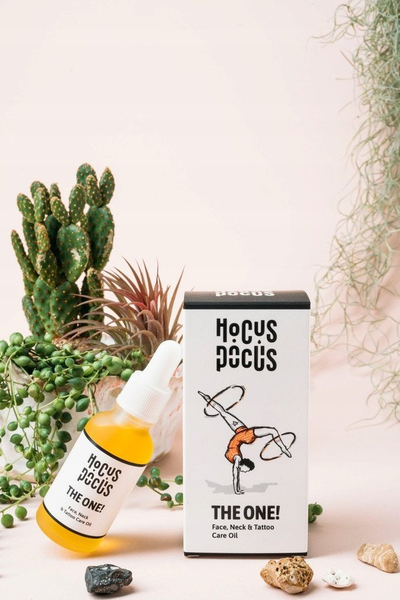 Vaj kujdesi Hocus Pocus The One, për fytyrën, qafën dhe tatuazhet, 30 ml, transparent