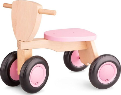 Biçikletë shtytëse druri New Classic Toys Road Star, 4 rrota, mosha 1-4 vjeç, rozë