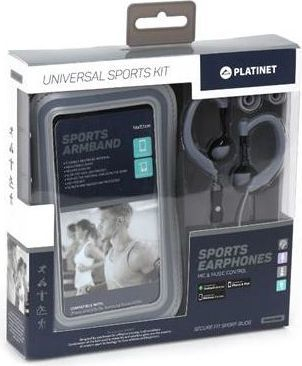 Dëgjuese Platinet Sport + rrip krahu PM1070, të hirta 
