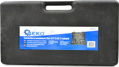 Set çelësa Geko, 26 copë, 3/4", 21-65 mm, në kuti plastike