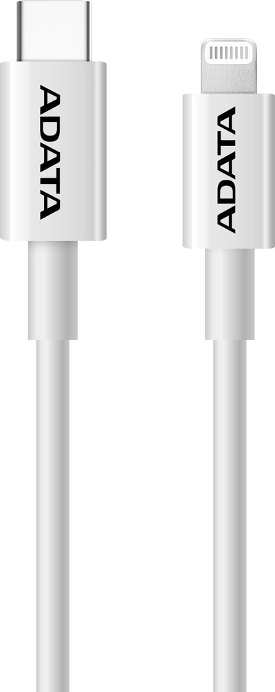 Kabllo karikimi ADATA USB C me Lightning, Power Delivery 30W, MFi, e bardhë