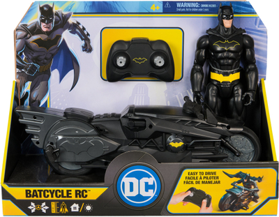 Lodër me telekomandë Batman Stealth Batcycle, motor 30cm, me figurë 30cm, shumëngjyrëshe
