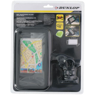 Këllëf universal telefoni Dunlop XXL, i papërshkueshëm nga uji, për tu vënë në timon biçiklete, i zi