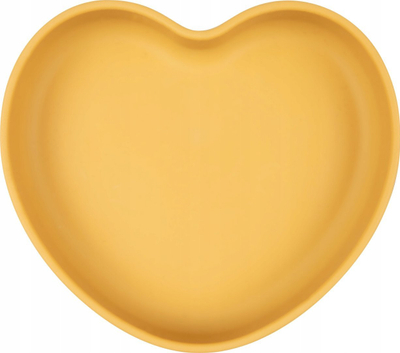 Pjatë bebe Canpol Babies Heart, silikoni, me kupë thithëse, e verdhë