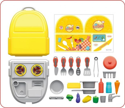 Set kuzhine lodër Woopie Little Chef Backpack, 26 pjesë, çantë shpine, i verdhë