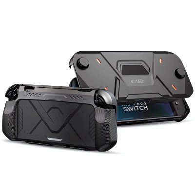 Mbrojtëse konsolje Tech-Protect Carbonox për Nintendo Switch 2, mbrojtje 360°, e zezë
