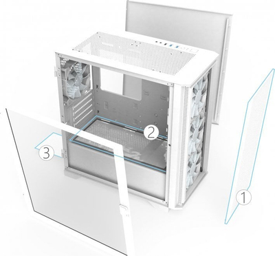 Куќиште за компјутер Montech Air 100 ARGB, бело, Mini Tower