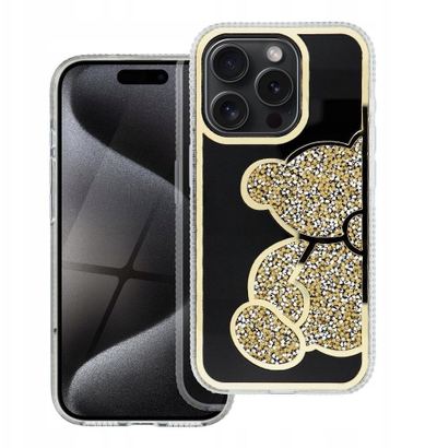 Futrollë telefoni OEM TEDDY BEAR për iPhone 17, PU TPU, ngjyrë e artë