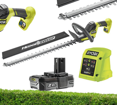 Gërshërë elektrike për gardh Ryobi ONE+ RY18HT50A-120, 18V, teh 50 cm, jeshile