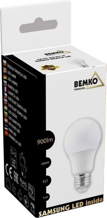 Llambë LED BEMKO E27, 9.5W, 900lm 4000K, e bardhë