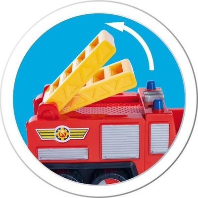 Lodër kamion zjarfikës Simba Jupiter Fire Truck, me kukull Fireman Sam, plastik, shumëngjyrësh