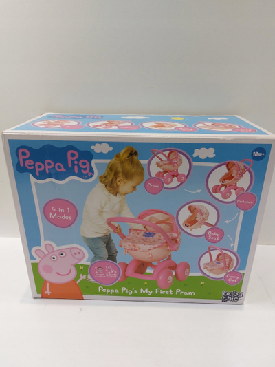Karrocë lodër për kukulla Peppa Pig 4 në 1 My First Dolls Pram, shumë punëshme, rozë