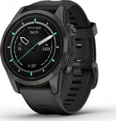 Orë sportive Garmin Epix Pro Gen 2 42mm Sapphire Titanium, AMOLED 1.2", GPS, e zezë