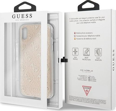 Futrollë Guess GUHCPXPCU4GLGO për iPhone X XS, TPU fleksibël, monogram luksoz, ngjyrë gold