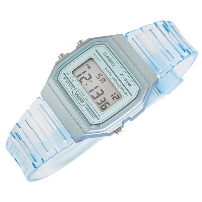 Orë dore Casio Quartz, drejtkëndore, me rezinë, blu e errët
