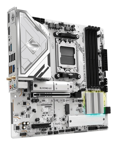 Матична плоча ASRock B850M Steel Legend WiFi, AMD AM5, Micro ATX, бела