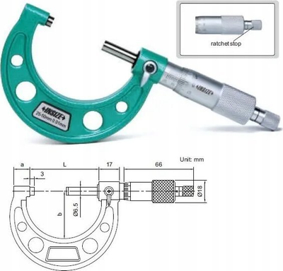Mikrometër i jashtëm Insize 3203-300A, 275-300mm, 0.01mm, jeshil