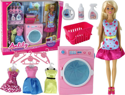 Set lodrash Leantoys Anlily Laundry, kukull me lavatriçe XXL, me aksesorë