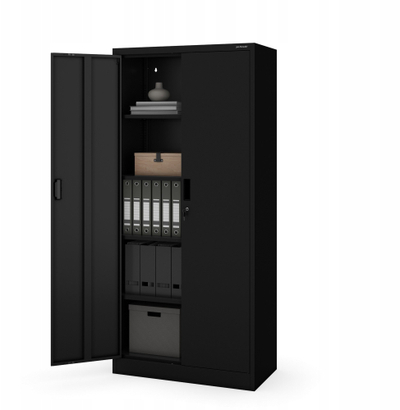 Dollap zyre metalik JAN Compact, 1750 x 800 x 400 mm, me bravë, i zi