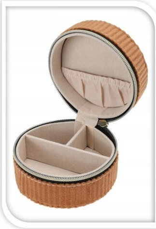 Kuti bizhuterish Present Time Jewelry Box Corduroy, rrumbullake 8 cm, korduroy, bezhë