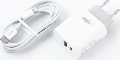 Karikues muri Callme LS13, 2 porta USB QC3.0 PD, 18W, me kabllo Lightning, i bardhë
