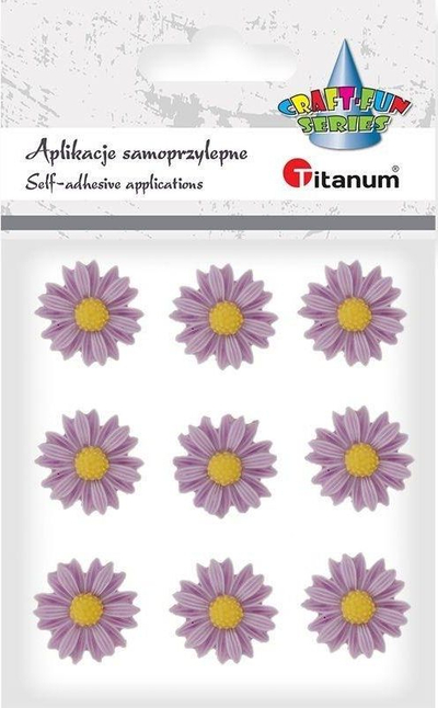 Декоративна налепница Titanum Resin Flowers, самолеплива маргаритка, 9 парчиња, виолетова