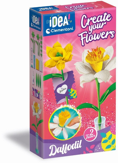 Set kreativ për lule Clementoni Make Your Flower Daffodil, 2 lule, për kalamaj 7+