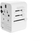 Përshtatës udhëtimi FIXED për EU, UK dhe USA/AUS, 3xUSB-C, 2xUSB-A, GaN, PD 65W, i bardhë
