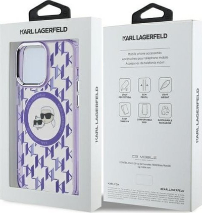 Mbulesë telefoni Karl Lagerfeld KLHMP15LHMCKMHU, për iPhone 15 Pro 6.1", MagSafe, vjollcë