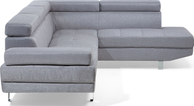 Kënd divan NORREA Fabric, 5 vende, chaise majtas, gri e çelët