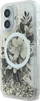 Futrollë Guess GUHMP16SLFMWTE për iPhone 16 6.1", Liquid Glitter, me lule, transparente bezhë