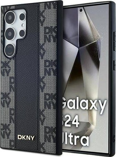 Këllëf telefoni Guess për Samsung Galaxy S24 Ultra, lëkurë eko, MagSafe, i zi