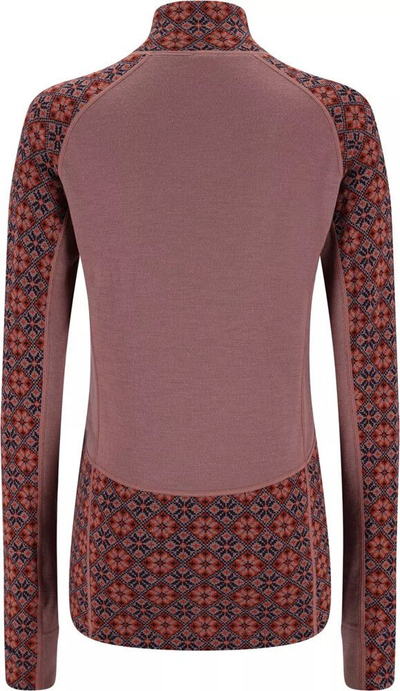 Bluzë termo për goca Kari Traa Rose Light HZ, 100% lesh merino, me gjysmërëver, rozë me dizajn