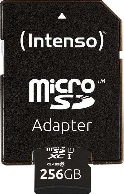 Kartë memorie Intenso Premium microSDHC, 256GB, Class 10, e zezë