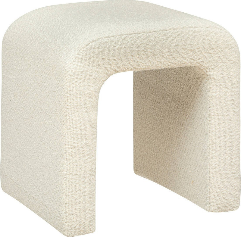 Pouf Atmosphera Sevi Bouclé, 41x35 cm, i bardhë