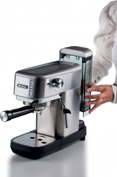 Aparat ekspresi Ariete Metal Slim AR1380, për kafe të bluar dhe pods ESE, çelik inox i furçuar