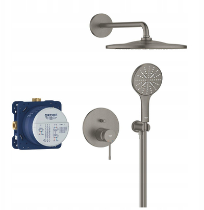 Sistem за туширање GROHE Essence 25287AL0, вградено тело, туш глава 31 cm, мат графит