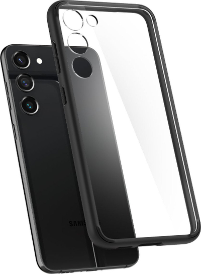 Futrollë Spigen Ultra Hybrid për Samsung Galaxy S23 Plus, matte, e tejdukshme, e zezë