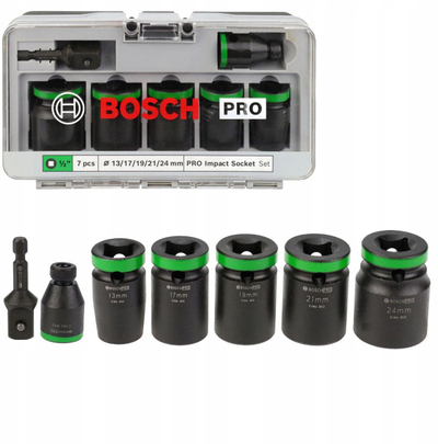 Set kokëra goditëse PRO, 1/2", 7 copë, çelik CrMo, i zi