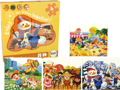Puzzle set Leantoys 4 Stinët, 4 në 1, 72 copa, shumëngjyrësh