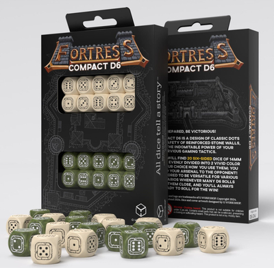 Set zare Q-Workshop Fortress Compact D6, 20 copë, 14 mm, bezhë dhe ullinj