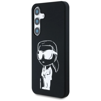 Kapak telefoni Karl Lagerfeld Klhms25Spnykgrtk për Samsung S25, silikon magnetik, me dizajn Graffiti, i zi
