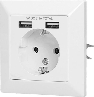Prizë Souko me 2 porte USB 2.1 A, e bardhë